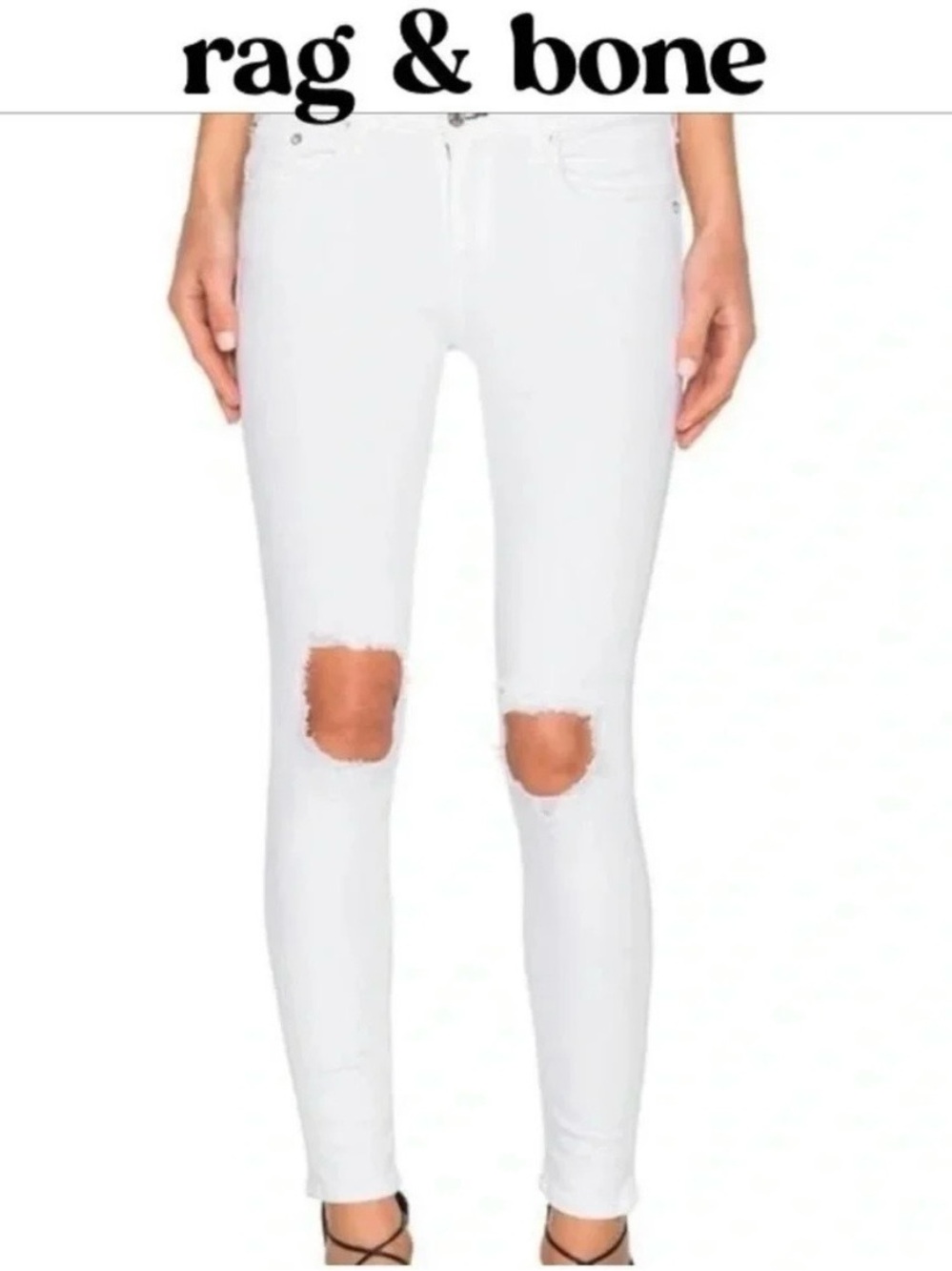 Rag & Bone classic distressed white capri jeans